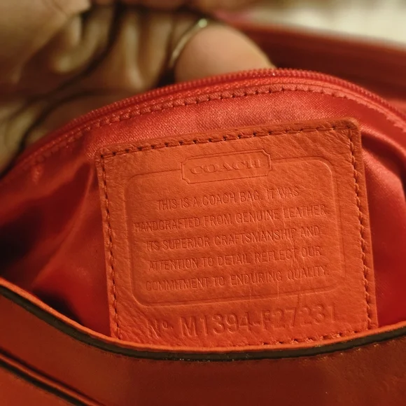 COACH Campbell Eva Orange Leather Large Flap Shoulder Bag Purse Dust Bag - Picture 7 of 15